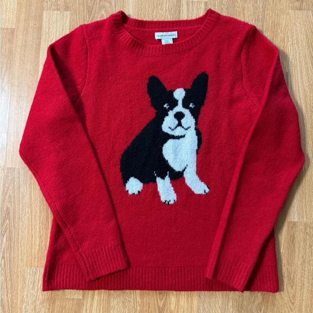 Cupcakes & Cashmere Red French Bulldog Sweater, Size M